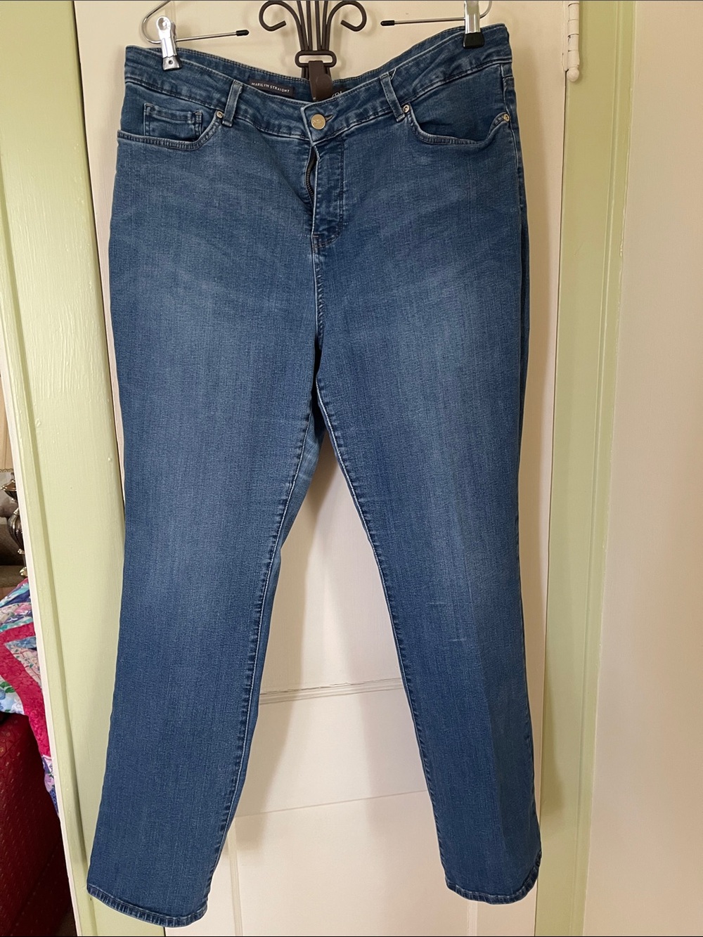 NYDJ Women's Straight Leg Jeans in Medium Blue Wash